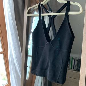 Knit corset-seam top